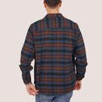 Frankie Oversize Flannel Shirt // Blue + Orange (XL)