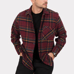 Jonas Oversize Flannel Shirt // Claret + Yellow (M)