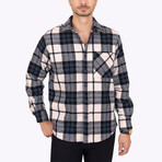 Benson Oversize Flannel Shirt // Navy + White (L)