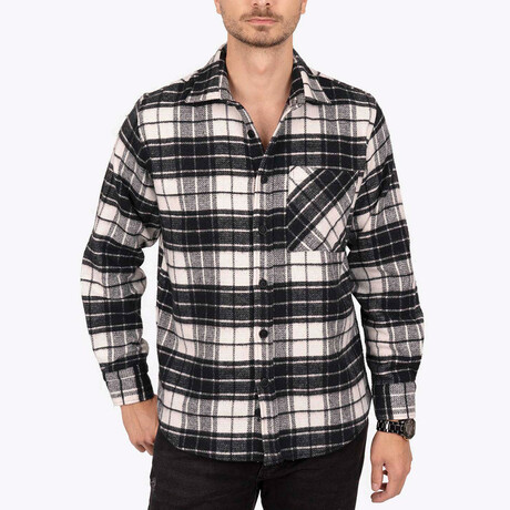 Jason Oversize Flannel Shirt // Black + White (S)