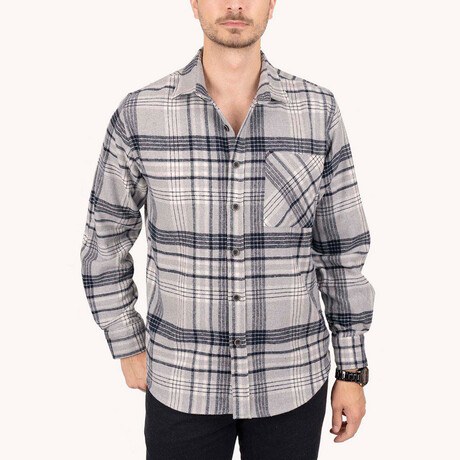 Kevin Oversize Flannel Shirt // Gray + Navy (S)