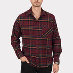 Jonas Oversize Flannel Shirt // Claret + Yellow (M)