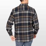 Joe Oversize Flannel Shirt // Navy + Brown (L)