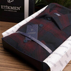 Nelson Oversize Flannel Shirt // Navy + Claret (2XL)