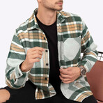 Mick Oversize Flannel Shirt // Gray + Green (S)