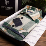 Mick Oversize Flannel Shirt // Gray + Green (S)