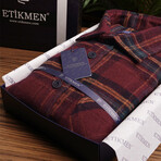 Jonas Oversize Flannel Shirt // Claret + Yellow (M)