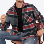 Trevor Oversize Flannel Shirt // Gray + Red (M)