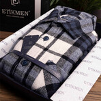 Benson Oversize Flannel Shirt // Navy + White (L)