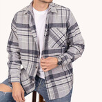 Kevin Oversize Flannel Shirt // Gray + Navy (M)