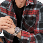 Trevor Oversize Flannel Shirt // Gray + Red (M)