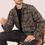 Nick Oversize Flannel Shirt // Smoked + Orange (S)