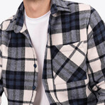 Benson Oversize Flannel Shirt // Navy + White (L)