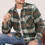 Tyson Oversize Flannel Shirt // Green + Brown (L)