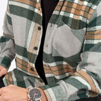 Mick Oversize Flannel Shirt // Gray + Green (S)