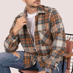 Noah Oversize Flannel Shirt // Gray + Orange (L)