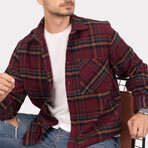 Jonas Oversize Flannel Shirt // Claret + Yellow (M)