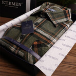 Kane Oversize Flannel Shirt // Olive + Orange (XL)