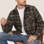 Kane Oversize Flannel Shirt // Olive + Orange (XL)