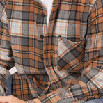 Noah Oversize Flannel Shirt // Gray + Orange (L)