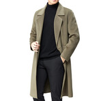 Longline Wool Coat // Olive (XL)