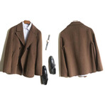 Double-Breasted Wool Jacket // Brown (XL)