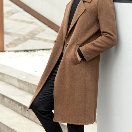 Longline Wool Coat // Brown (M)