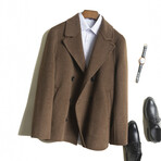 Double-Breasted Wool Jacket // Brown (2XL)