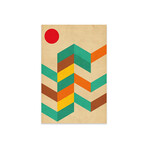 Geometric Landscape With Sun  Print On Acrylic Glass by Nouveau Prints