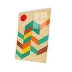 Geometric Landscape With Sun  Print On Acrylic Glass by Nouveau Prints