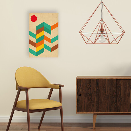 Geometric Landscape With Sun  Print On Acrylic Glass by Nouveau Prints