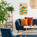 Geometric Landscape With Sun  Print On Acrylic Glass by Nouveau Prints