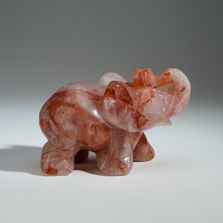 Genuine Polished Strawberry Quartz Elephant Carving