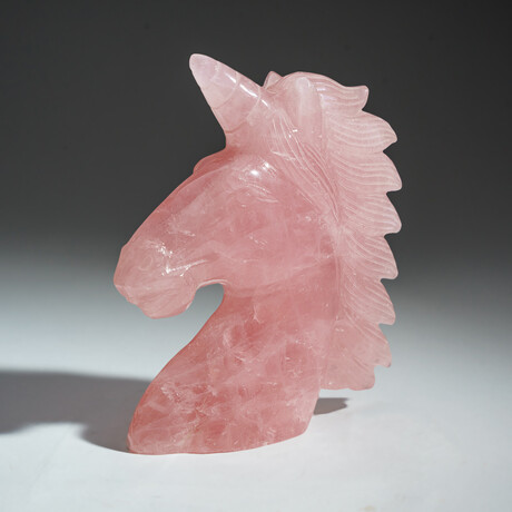 Genuine Polished Rose Quartz Unicorn Carving