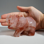 Genuine Polished Strawberry Quartz Elephant Carving