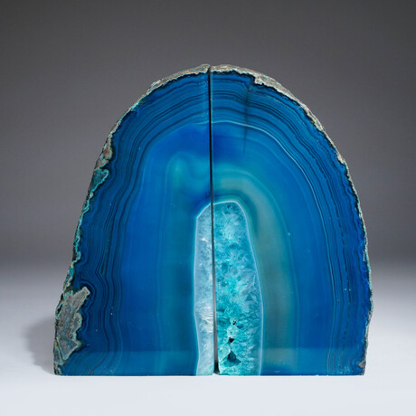 Genuine Turquoise Banded Agate Bookends from Brazil