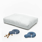 Inside Bundle // Dog Bed + 2 Navy Falcon Toys // Mineral Gray + Navy (XS/S)