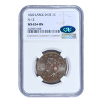 1820 Coronet Head Large Cent // NGC Certified MS65+BN CAC // Wood Presentation Box