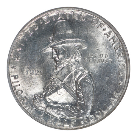 1921 Pilgrim Commemorative Half Dollar // NGC Certified MS65 // Deluxe Collector's Pouch