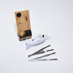 Electric Kitchen Knife + Wooden Storage Tray