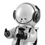 Hadfield Takes The Moon // Illuminated Astronaut Sculpture (Black + Silver)