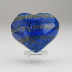 Genuine Polished Lapis Lazuli Puff Heart + Velvet Pouch // 20g