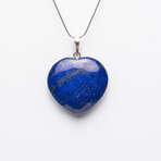Genuine Polished Lapis Lazuli Heart Pendant with 18" Sterling Silver Chain // 8-10g