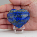 Genuine Polished Lapis Lazuli Puff Heart + Velvet Pouch // 20g
