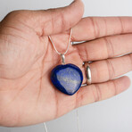 Genuine Polished Lapis Lazuli Heart Pendant with 18" Sterling Silver Chain // 6-8g
