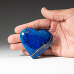 Genuine Polished Lapis Lazuli Puff Heart + Velvet Pouch // 100g