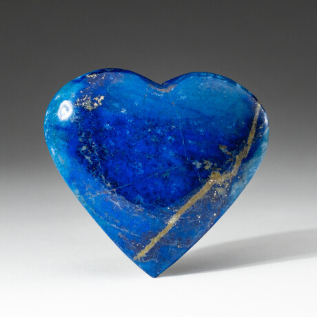 Genuine Polished Lapis Lazuli Puff Heart with velvet pouch // 100g