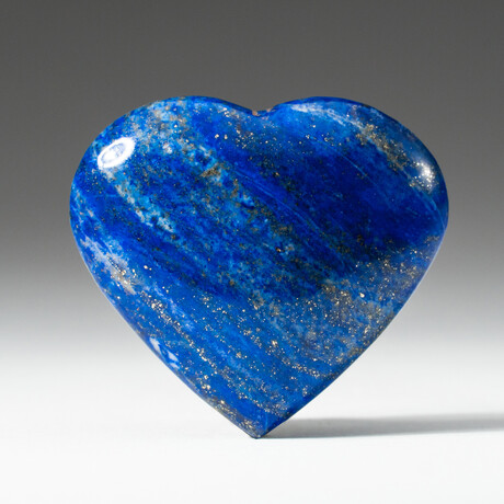 Genuine Polished Lapis Lazuli Puff Heart with velvet pouch // 30g