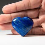 Genuine Polished Lapis Lazuli Puff Heart with velvet pouch // 30g