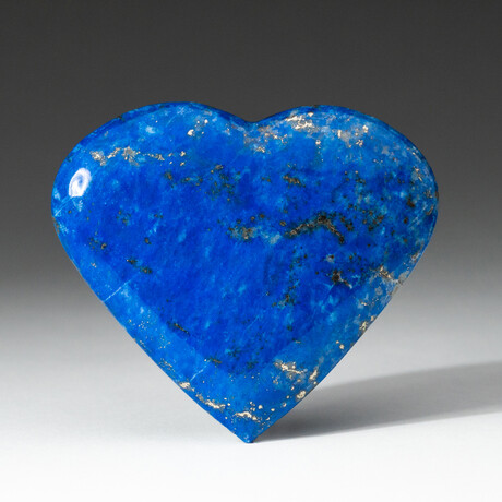 Genuine Polished Lapis Lazuli Puff Heart with velvet pouch // 120g
